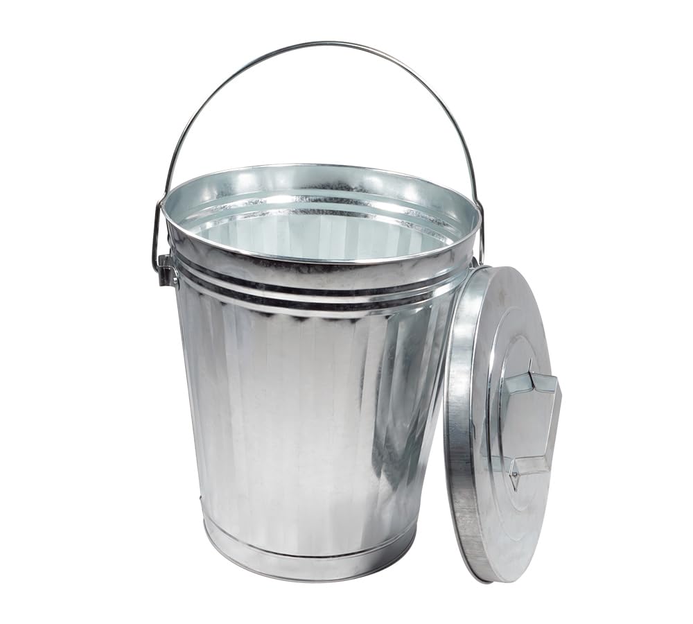 4 Gallon Galvanized Steel Trash Can with Lid O1213