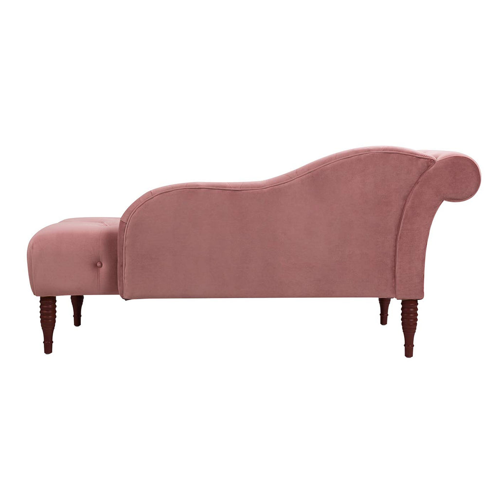 Ash Rose Pink Velvet Tufted Roll Arm Chaise Lounge R221