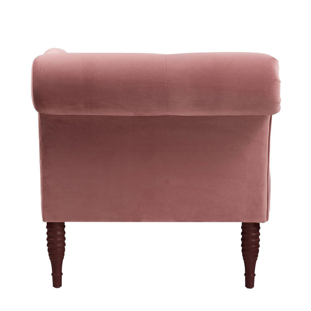 Ash Rose Pink Velvet Tufted Roll Arm Chaise Lounge R221