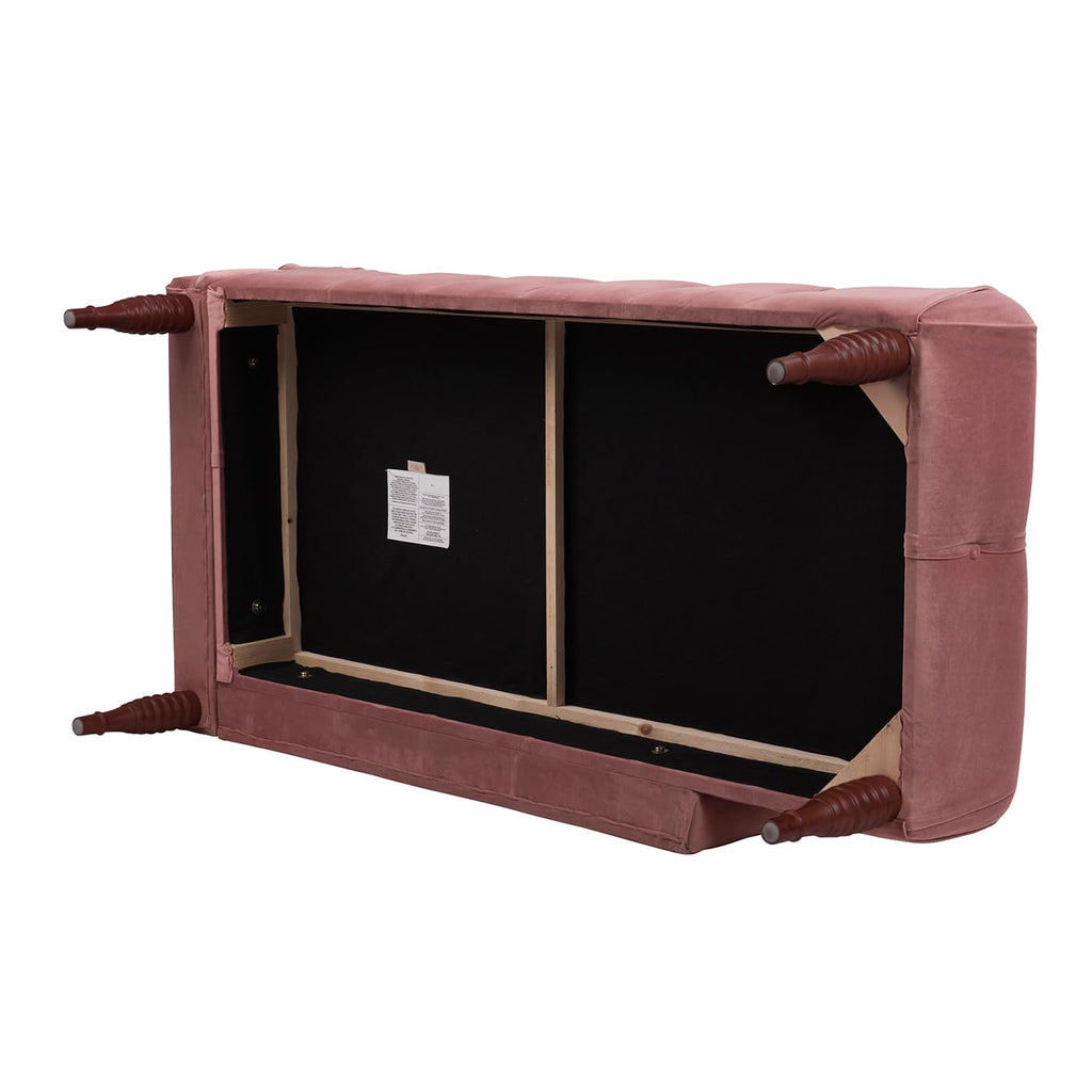 Ash Rose Pink Velvet Tufted Roll Arm Chaise Lounge R221