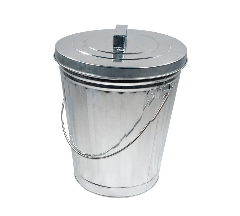 4 Gallon Galvanized Steel Trash Can with Lid O1213