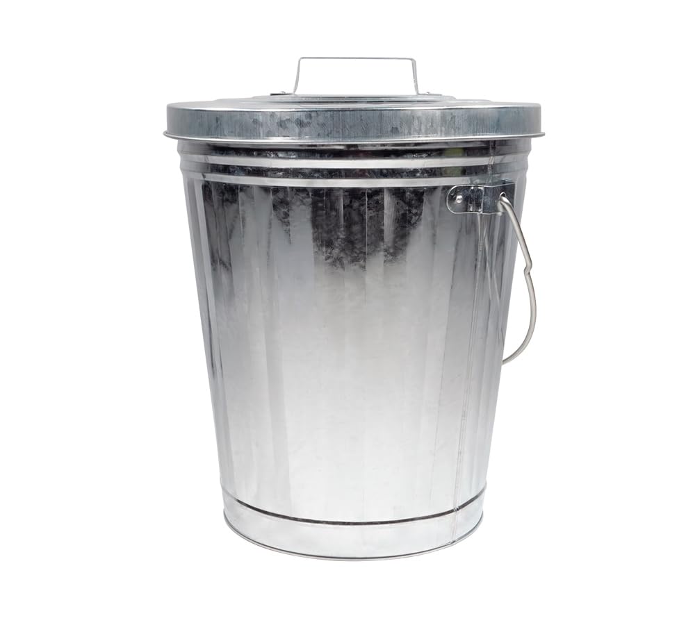 4 Gallon Galvanized Steel Trash Can with Lid O1213