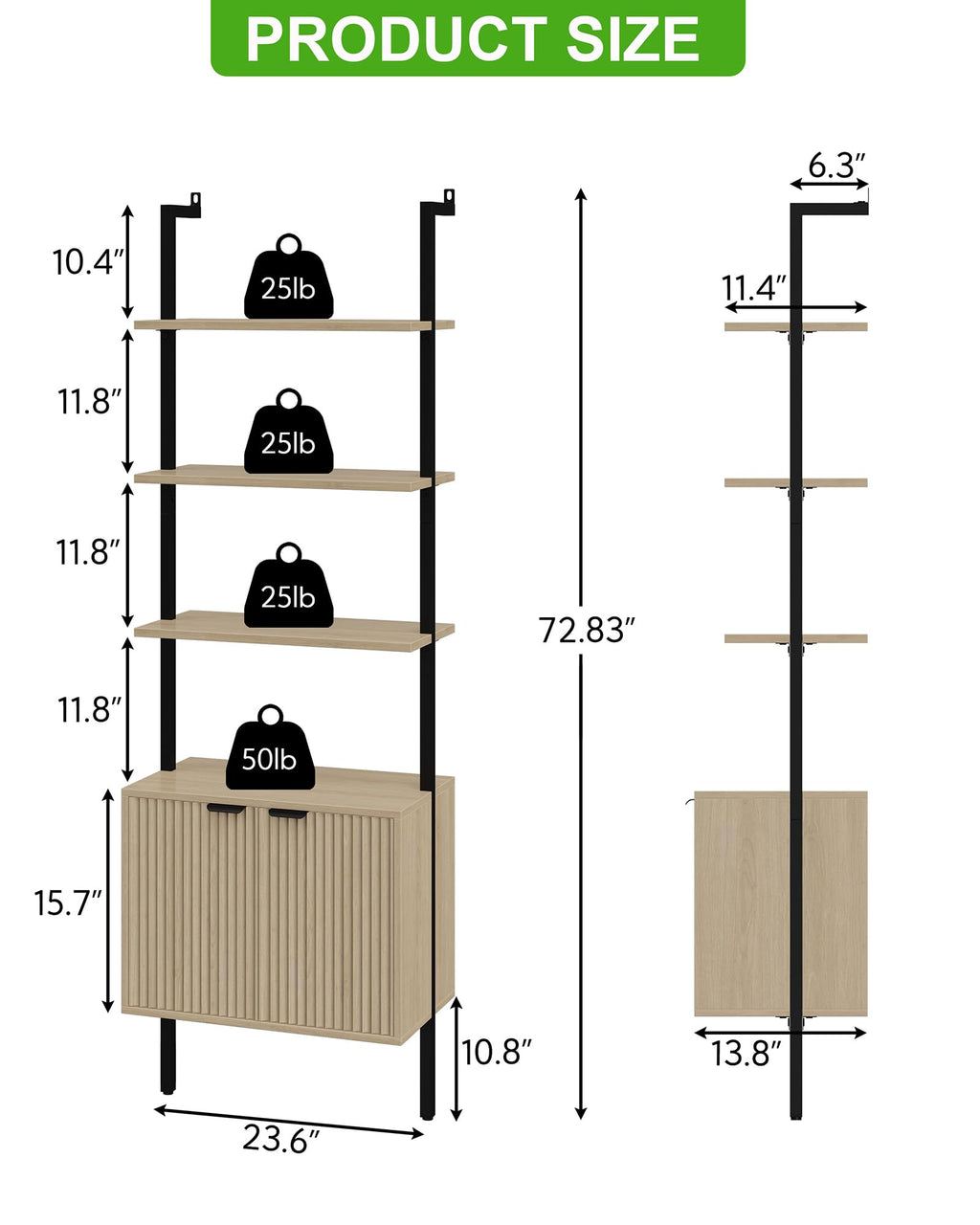73" Tall Bookshelf with Cabinet L4569