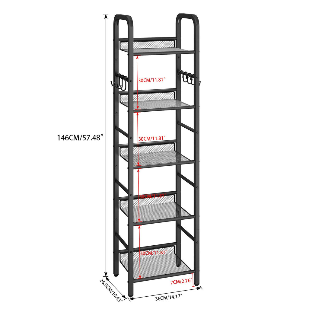 5 Tier Black Metal Bookshelf I184287