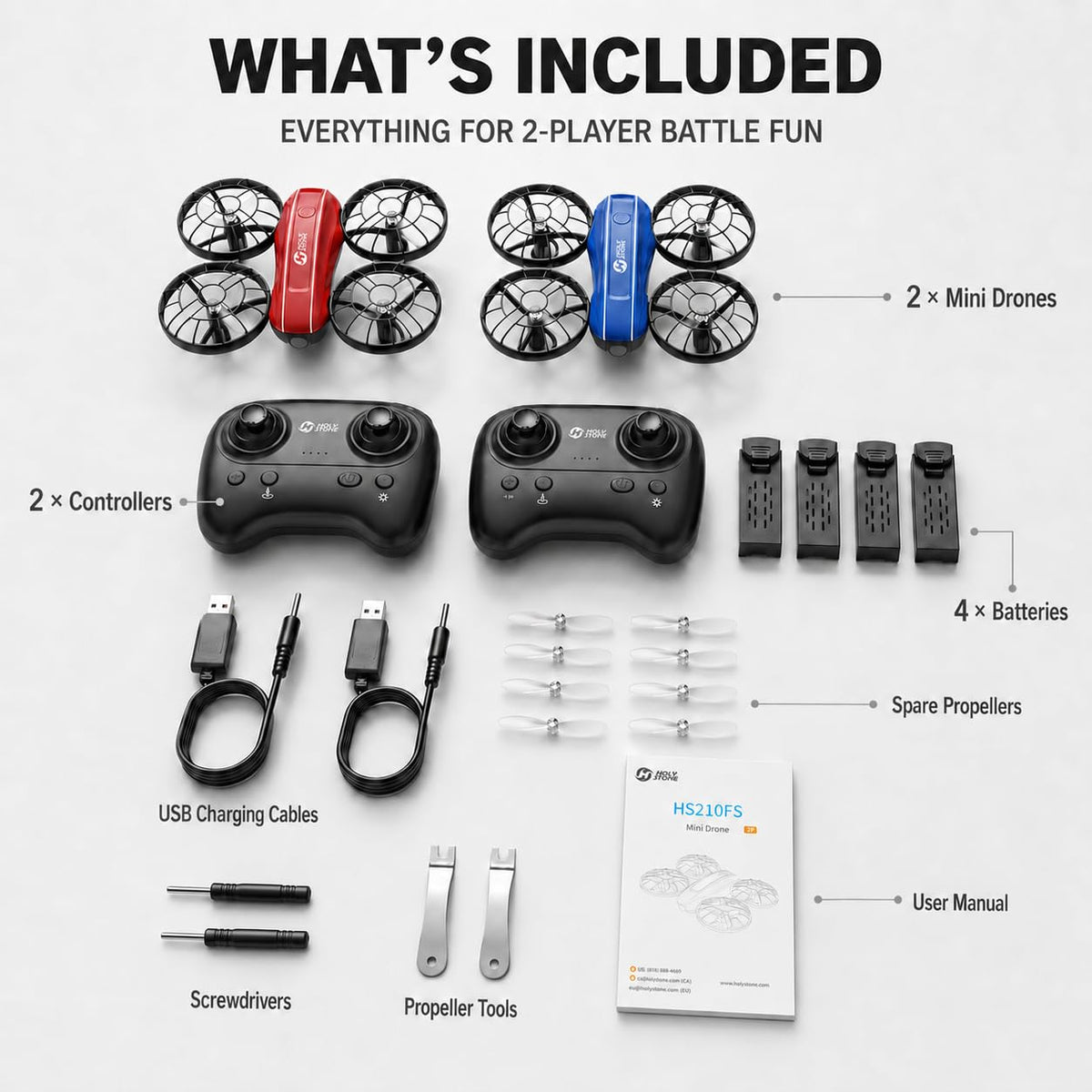 Mini Drone 2-Player Indoor RC Quadcopter Set with 4 Batteries T627