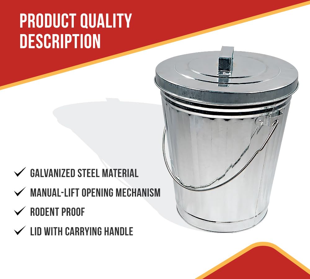 4 Gallon Galvanized Steel Trash Can with Lid O1213