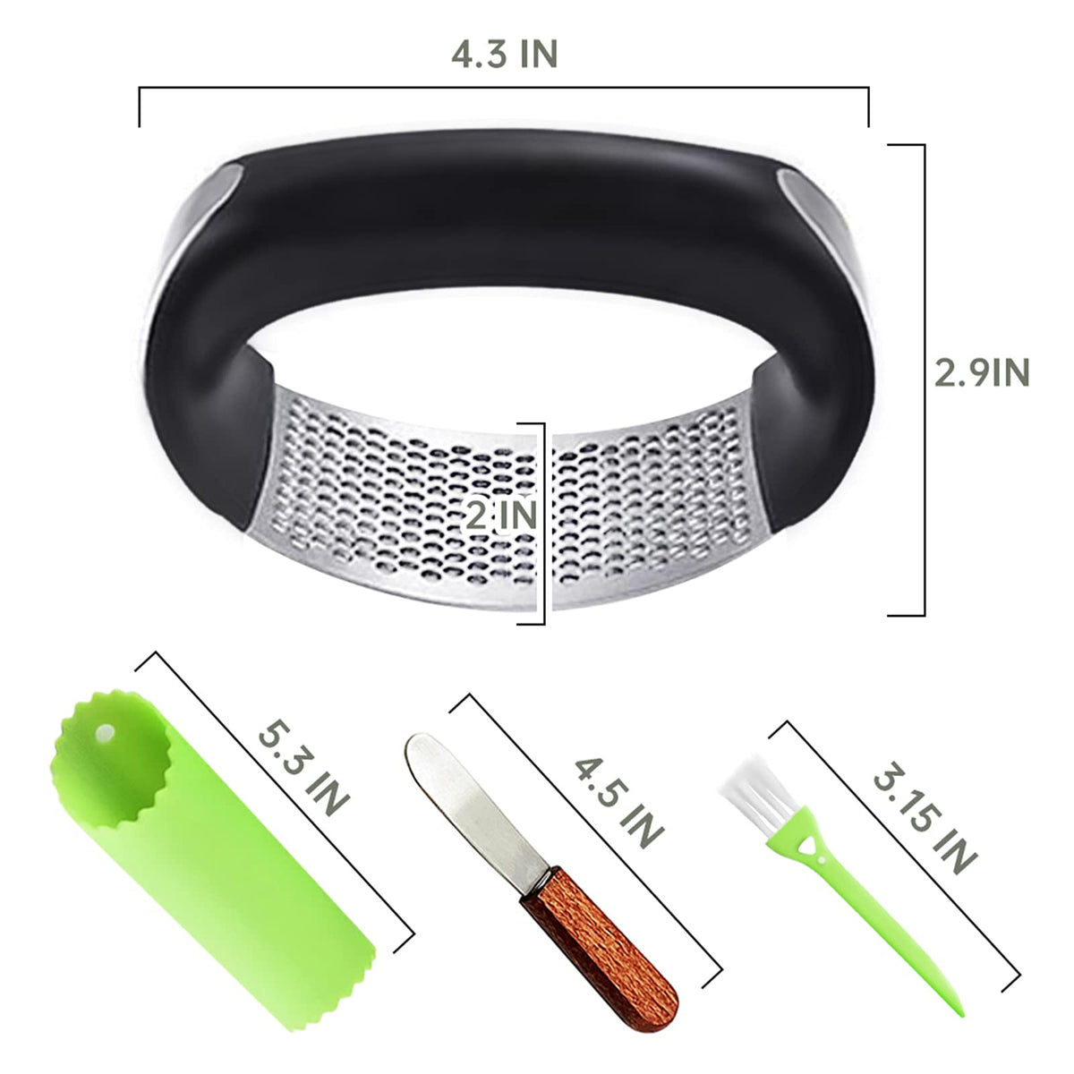 Stainless Steel Garlic Press Rocker with Silicone Peeler Y906851