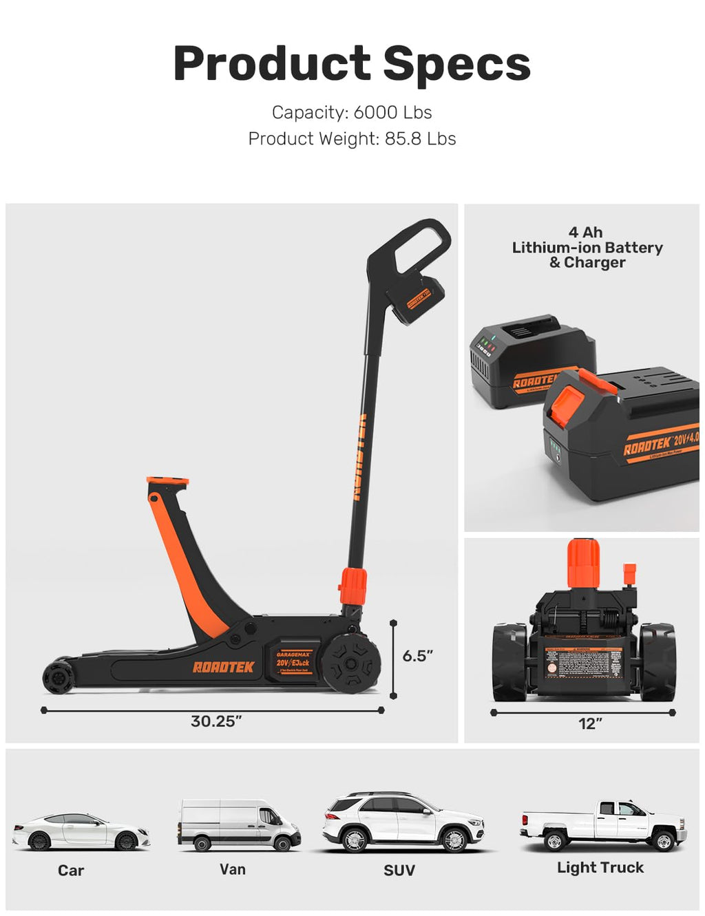 3 Ton Low Profile Steel Electric Floor Jack A31770