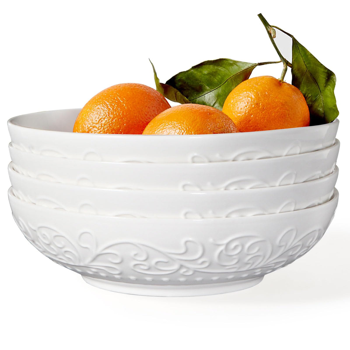White Ceramic 32oz Pasta Bowls Set of 4 W4913
