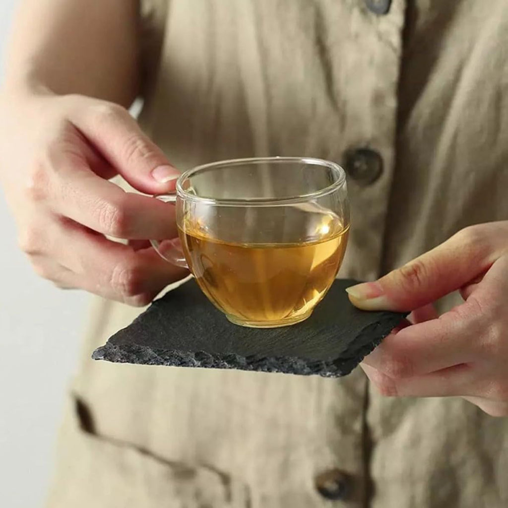 Black Natural Stone Cup Coaster Set F515101