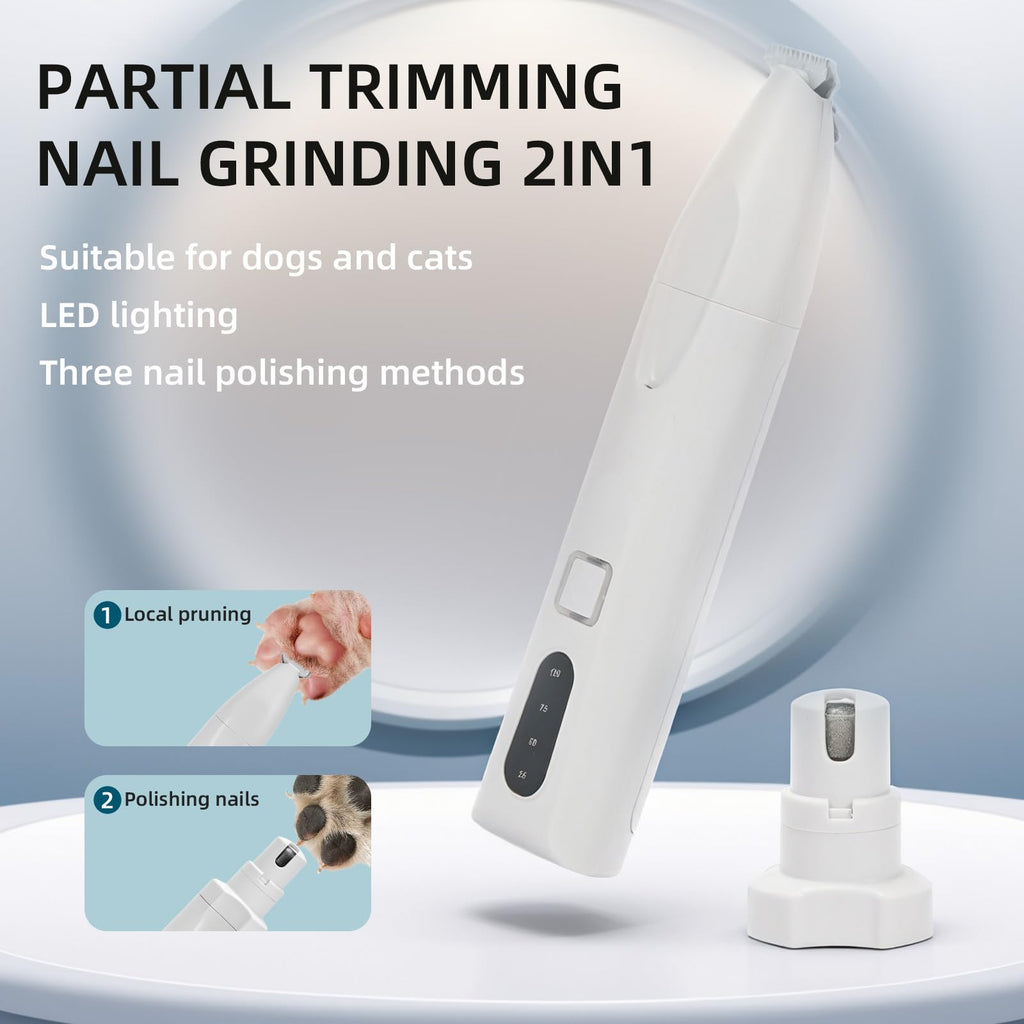 Quiet 2-in-1 Pet Hair Trimmer & Nail Grinder with LED Light C89489