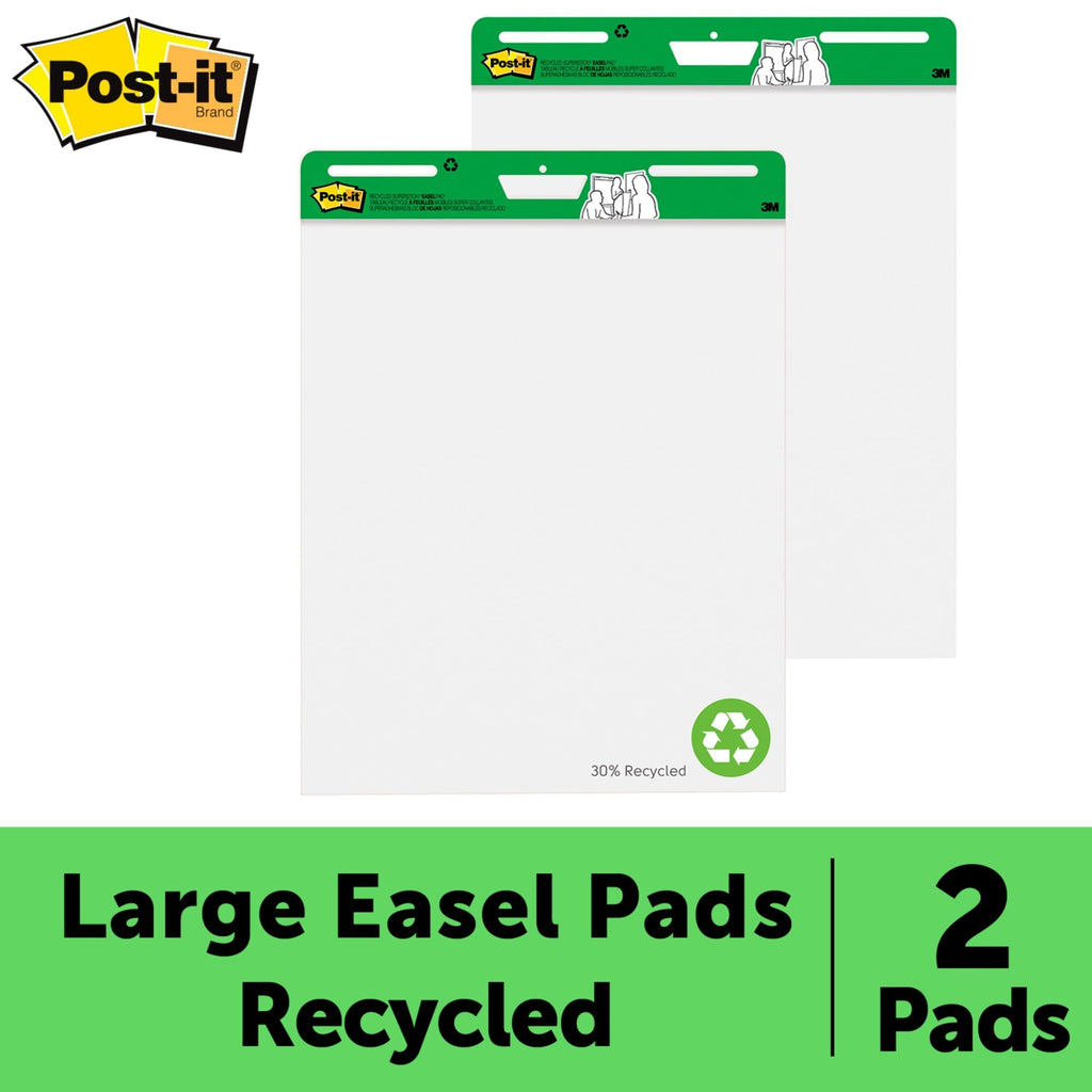 Super Sticky Easel Pads 25" x 30" White Pack Of 2 I946585