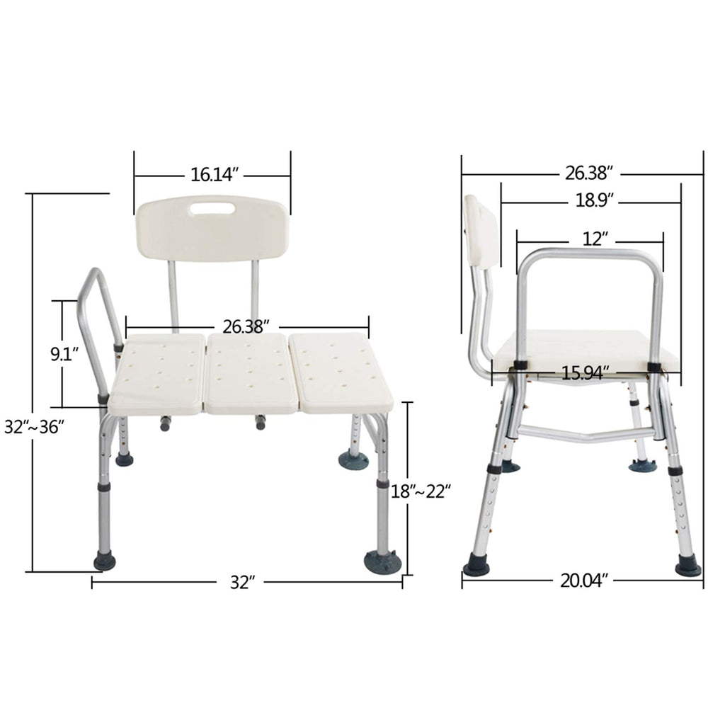 Shower Chair Bath Seat with Padded Armrests and Back F695