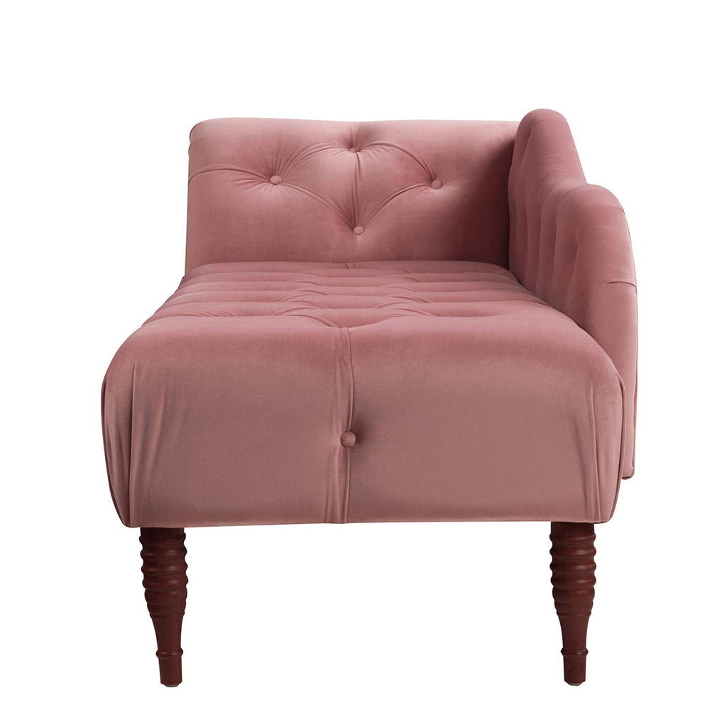Ash Rose Pink Velvet Tufted Roll Arm Chaise Lounge R221