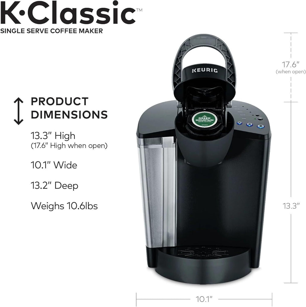 Single Serve K-Cup Pod Coffee Maker, 3 Brew Sizes, 48oz Removable Reservoir, Black Y155