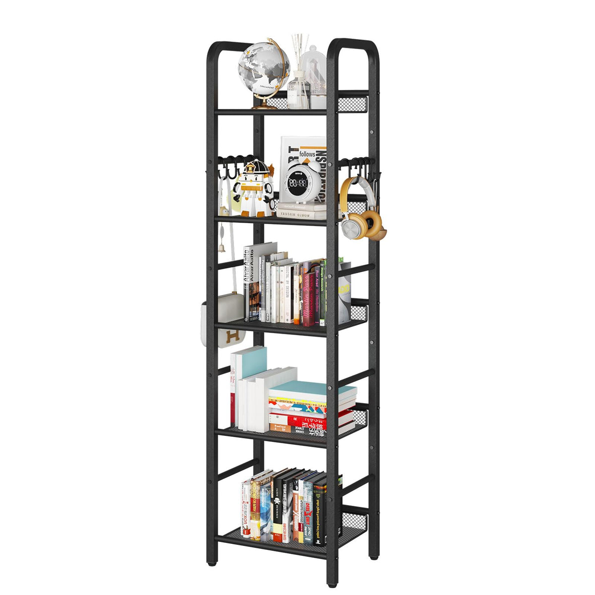 5 Tier Black Metal Bookshelf I184287