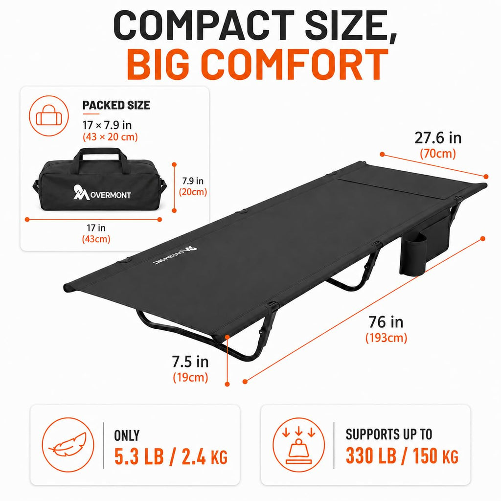 Portable Camping Cot with Pillow Pocket M39818