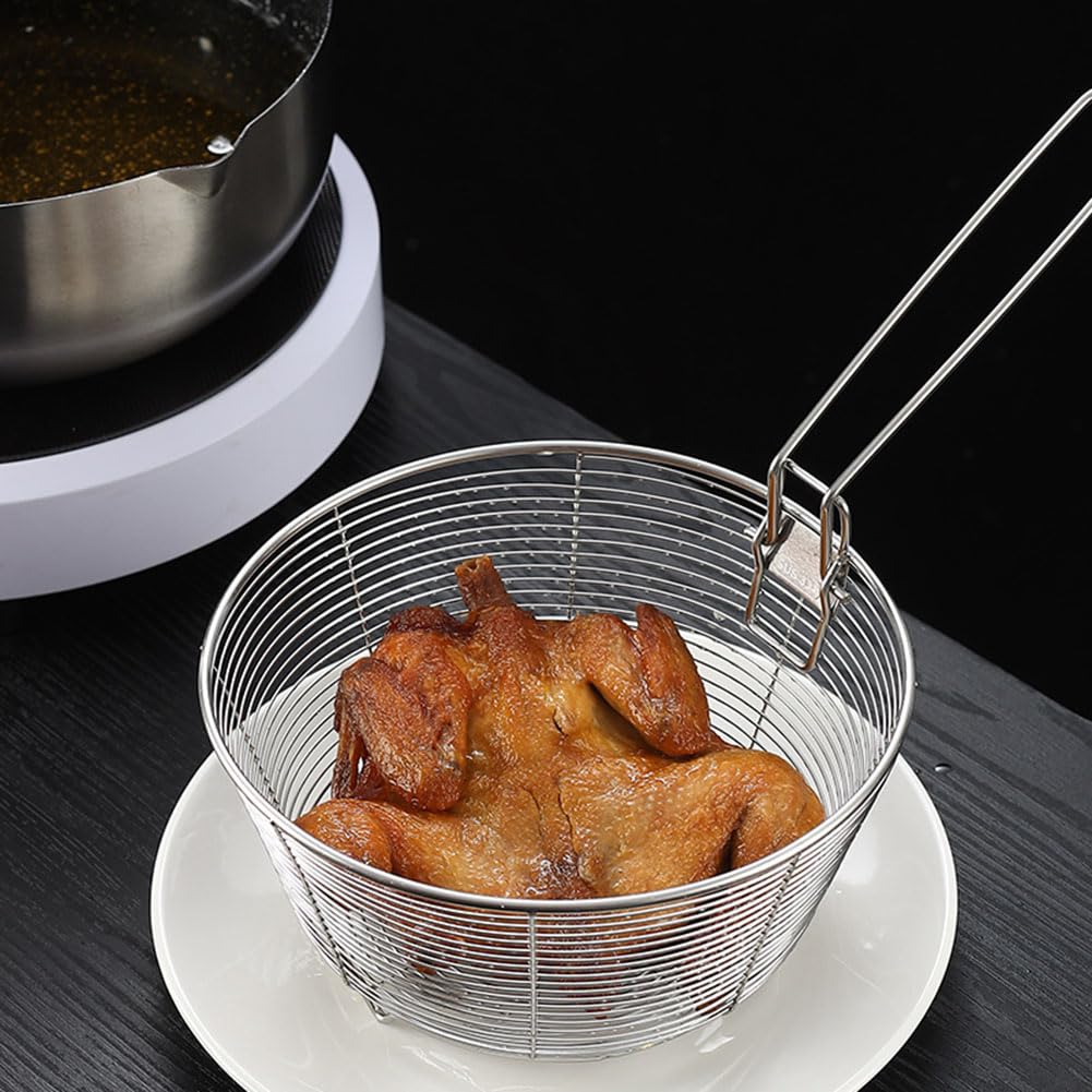 Stainless Steel Deep Fryer Basket with Detachable Handle 9 Inch M95476