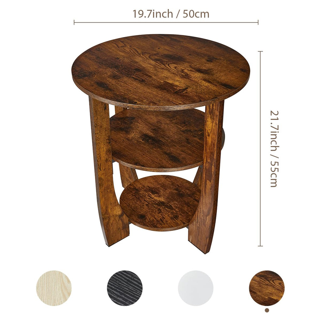 Rustic Brown 19.7 inch Round Side Table C812