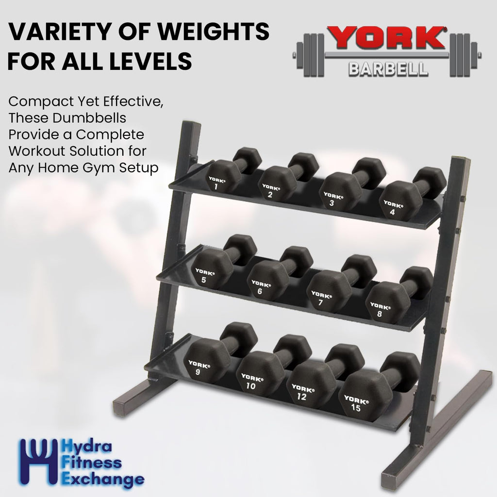 Neoprene Hexagon Dumbbells with Cast Ergo Handle, 10lb Pack of 4 U457