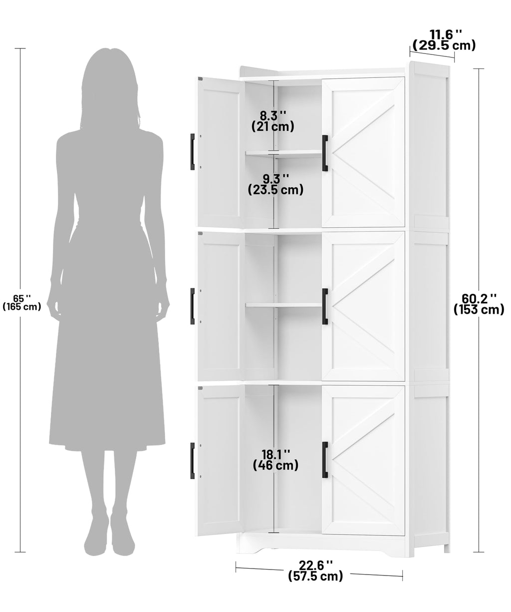 60.2''H Tall Bathroom Storage Cabinet with 6 Door S59381