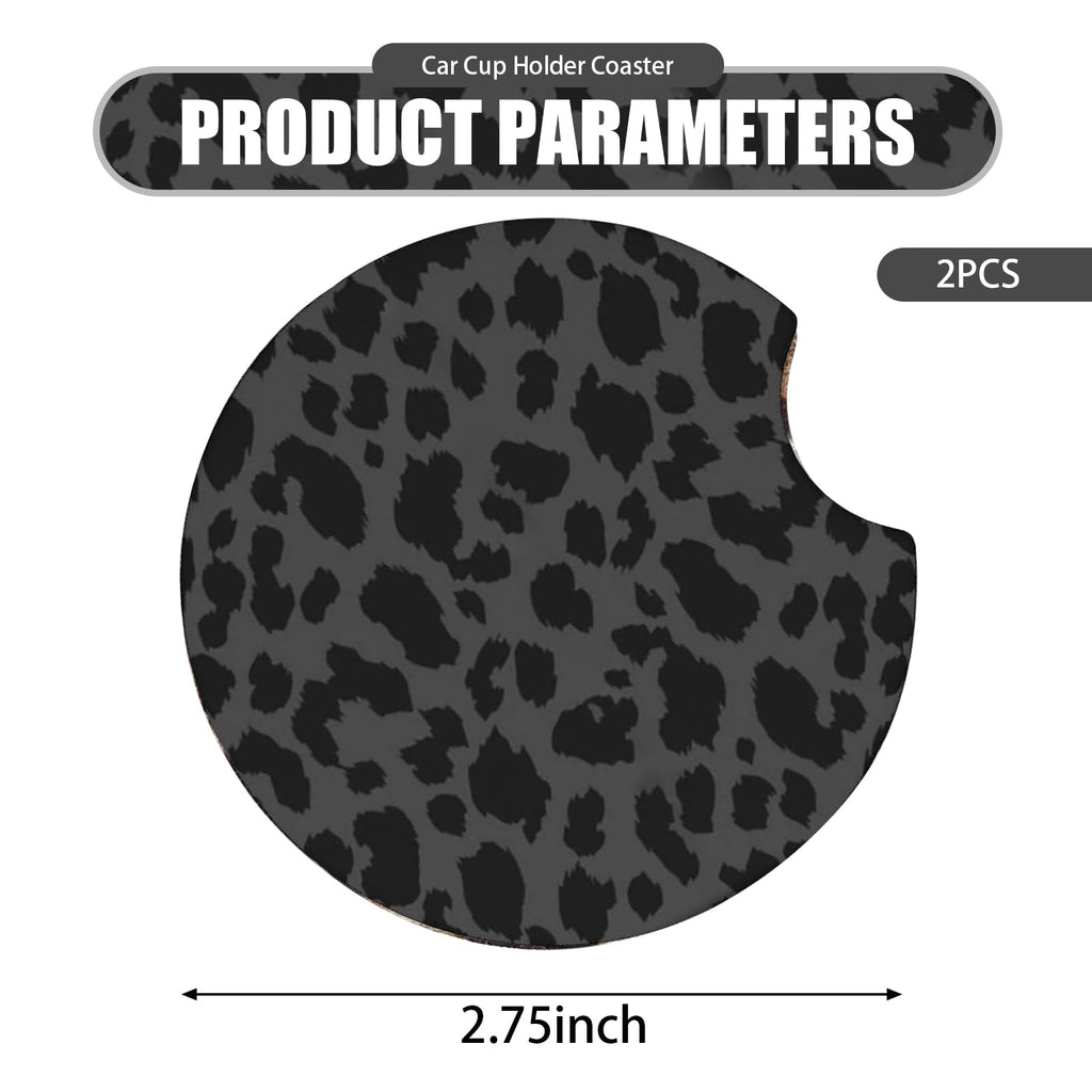 2 PCS Non-Slip Rubber Cheetah Print Car Cup Coasters K915