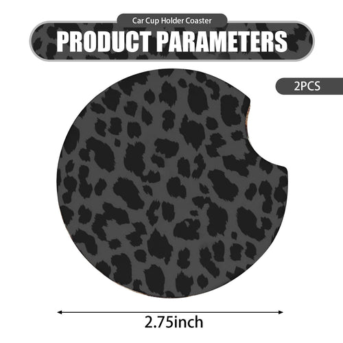 2 PCS Non-Slip Rubber Cheetah Print Car Cup Coasters K915
