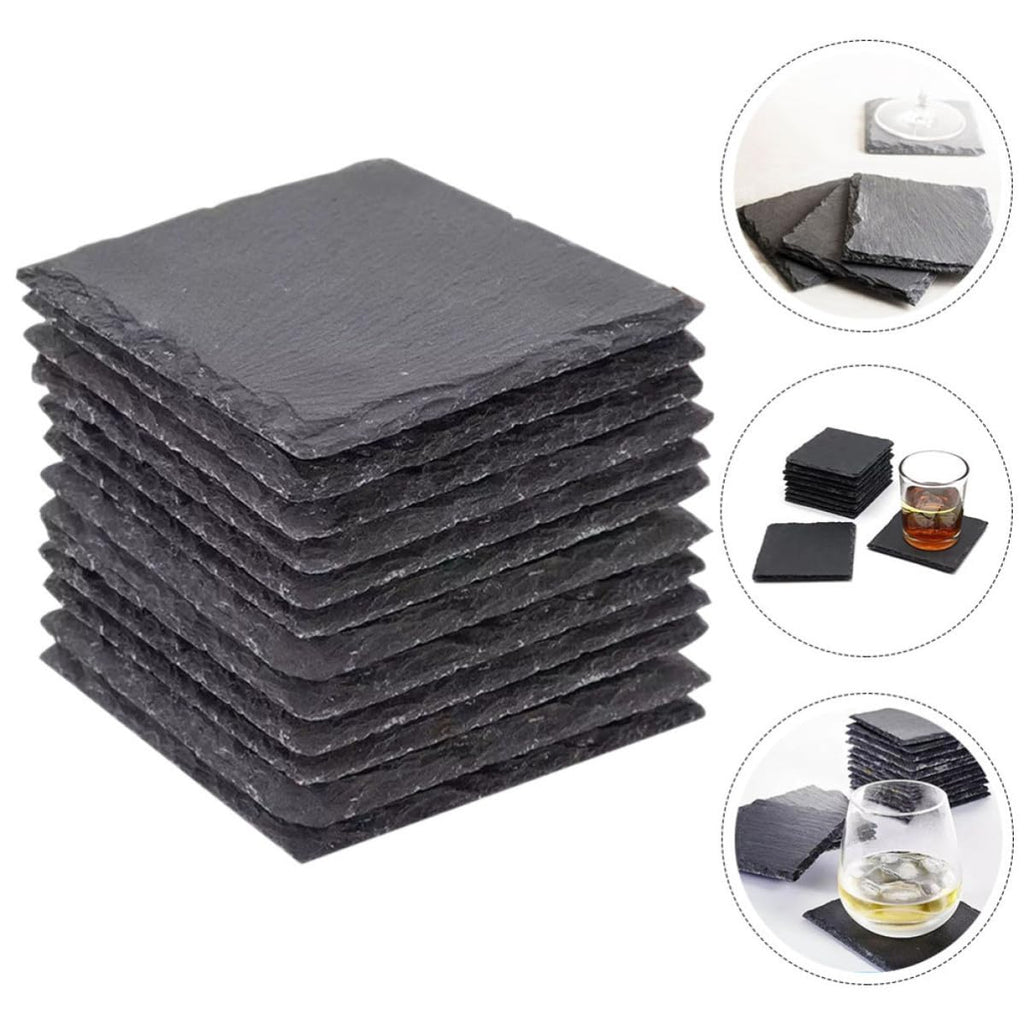 Black Natural Stone Cup Coaster Set F515101