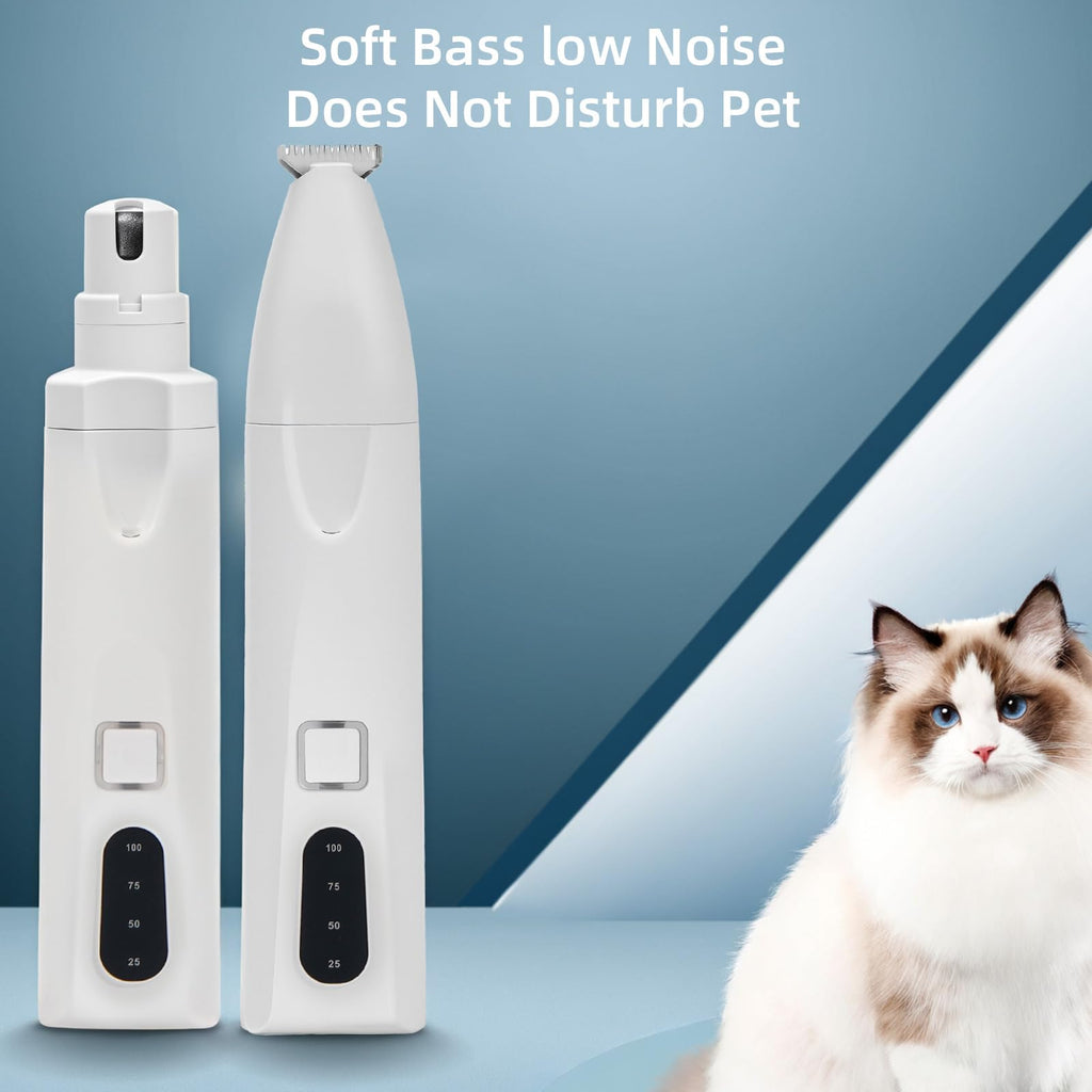 Quiet 2-in-1 Pet Hair Trimmer & Nail Grinder with LED Light C89489