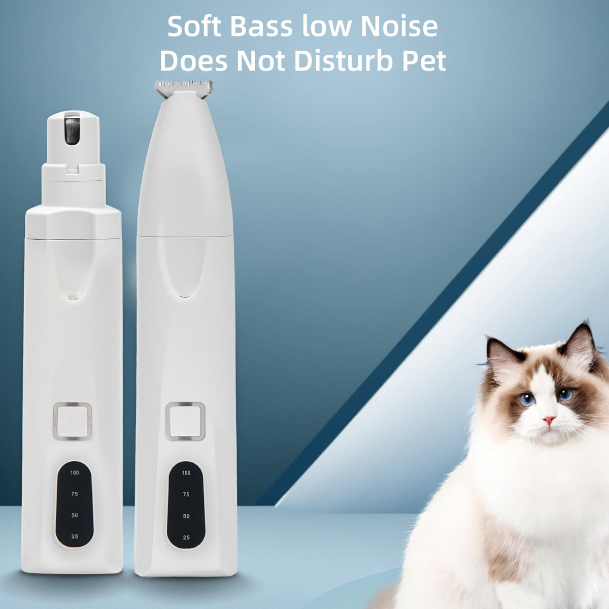 Quiet 2-in-1 Pet Hair Trimmer & Nail Grinder with LED Light C89489