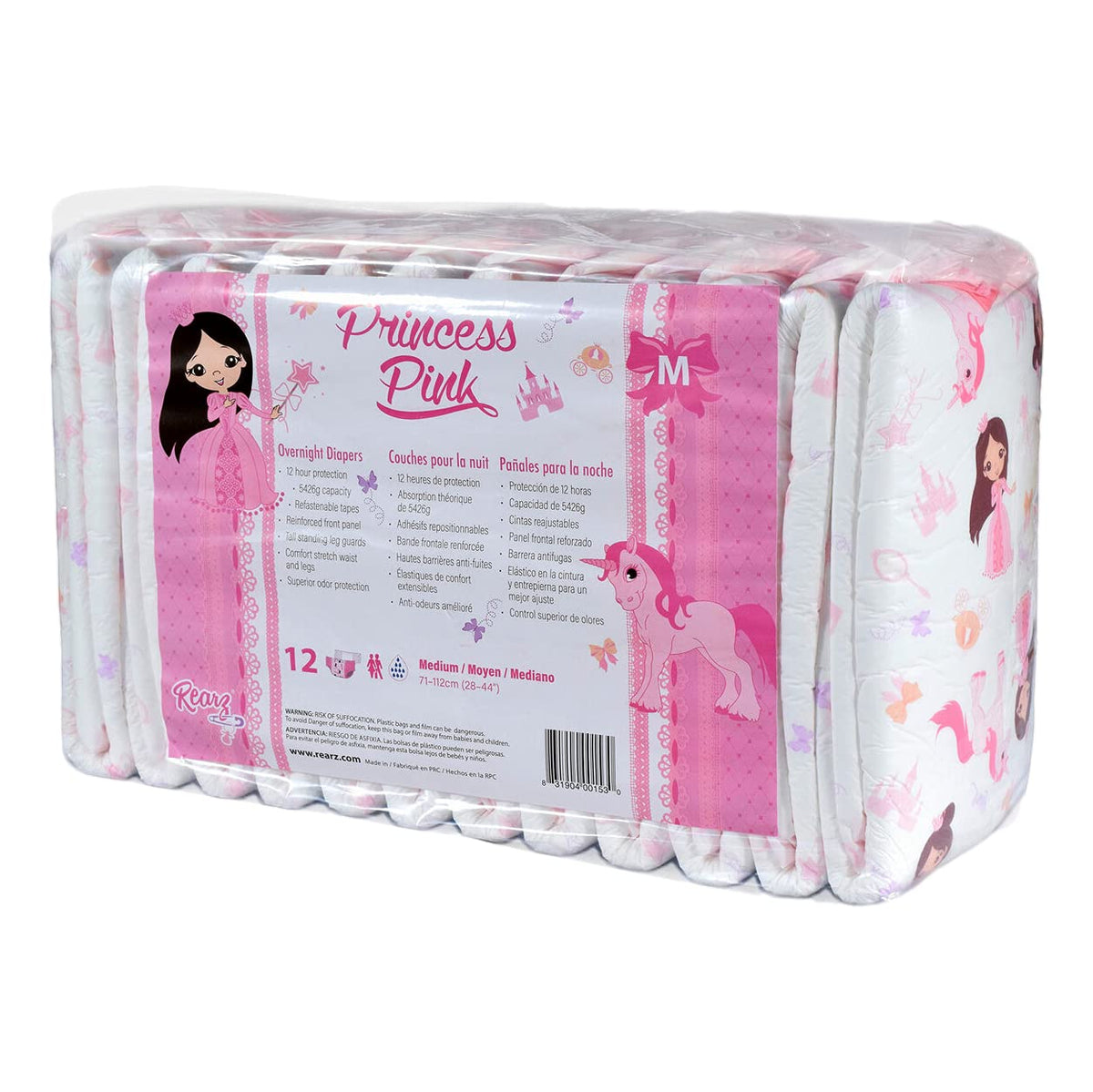 Princess Pink Overnight Adult Diapers 12 Pack Large H1449