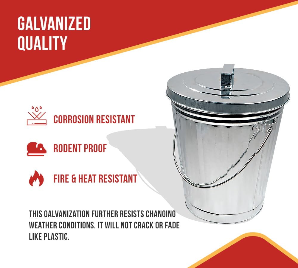 4 Gallon Galvanized Steel Trash Can with Lid O1213