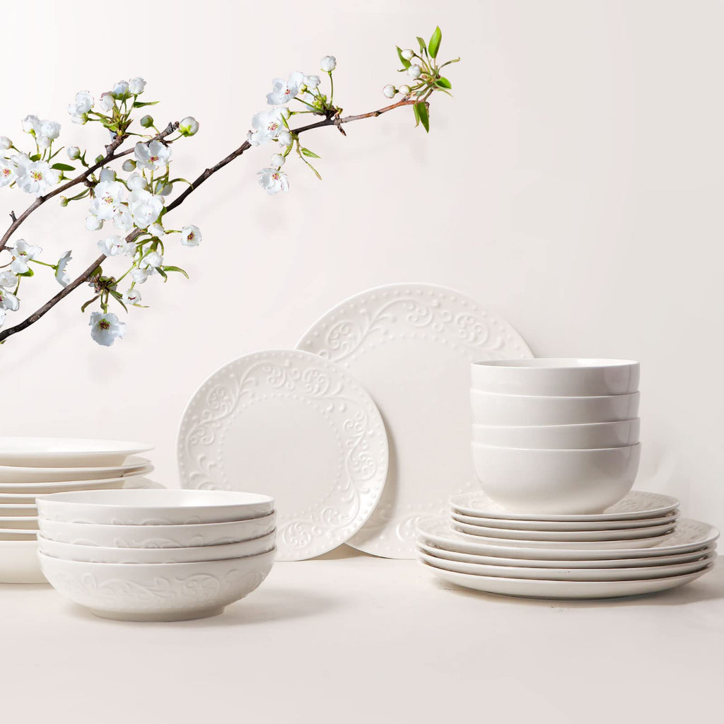 White Ceramic 32oz Pasta Bowls Set of 4 W4913