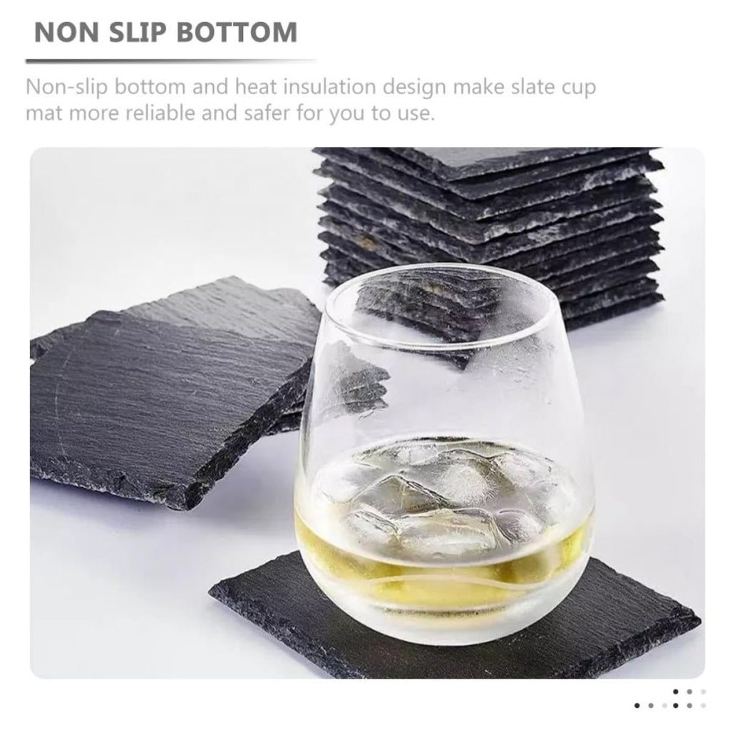 Black Natural Stone Cup Coaster Set F515101