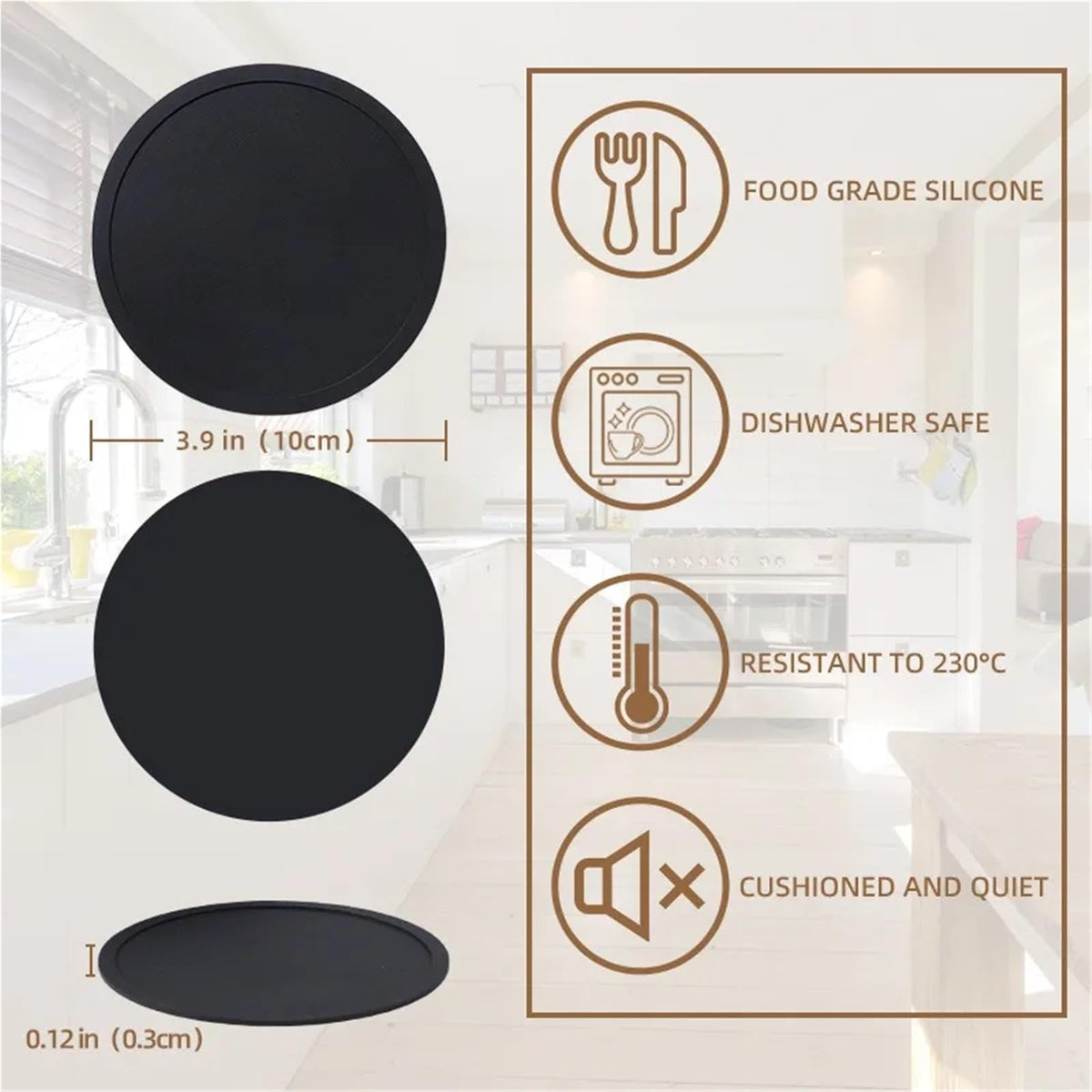 Black Silicone Coasters Set of 32 N109