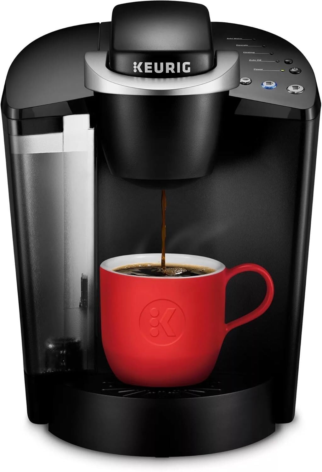 Single Serve K-Cup Pod Coffee Maker, 3 Brew Sizes, 48oz Removable Reservoir, Black Y155