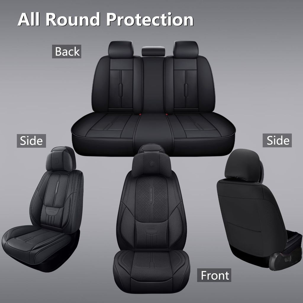 Black Leather 5-Seats Car Seat Covers B17358