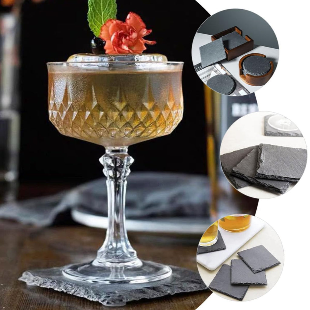 Black Natural Stone Cup Coaster Set F515101