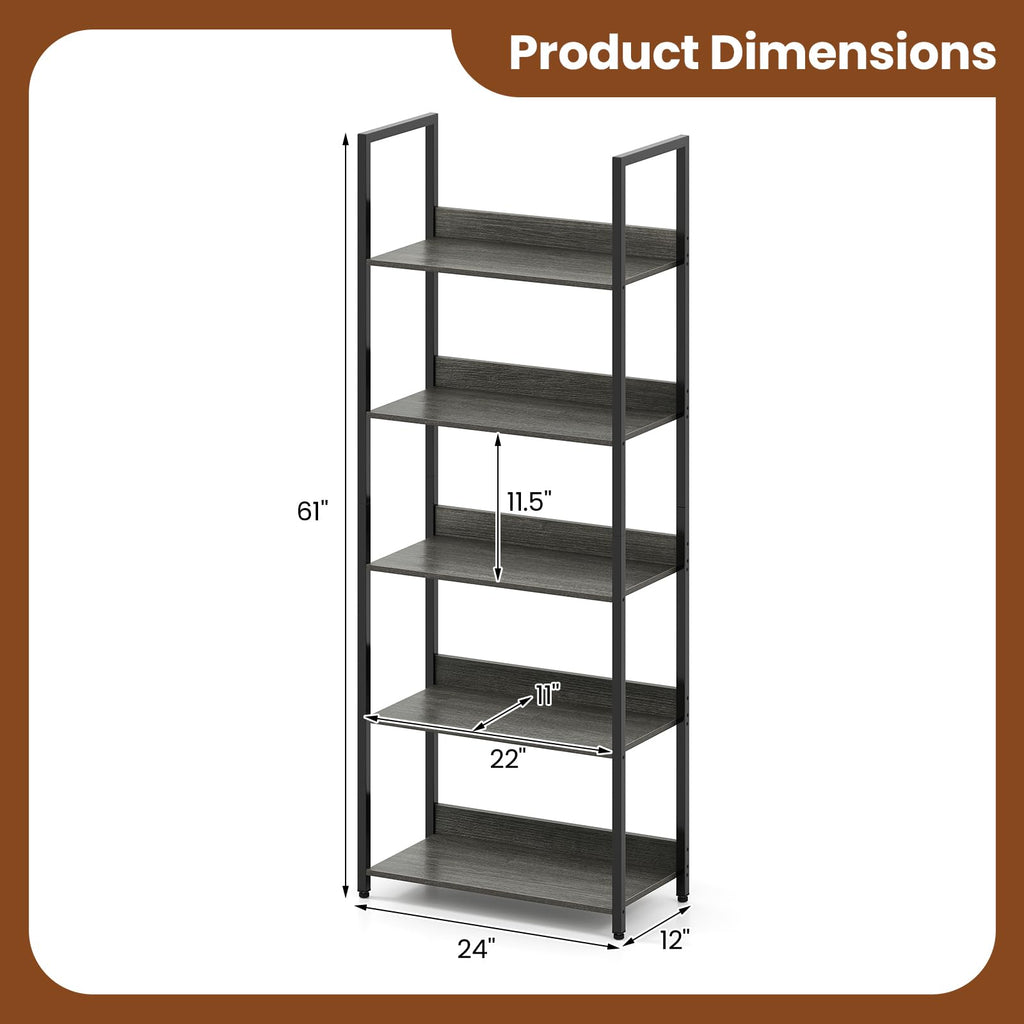 5-Tier Wooden Bookshelf Set of 2 F155344