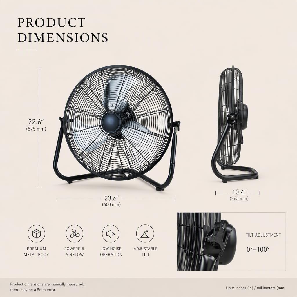 20" 3-Speed Metal Floor Fan 4-Pack D1614