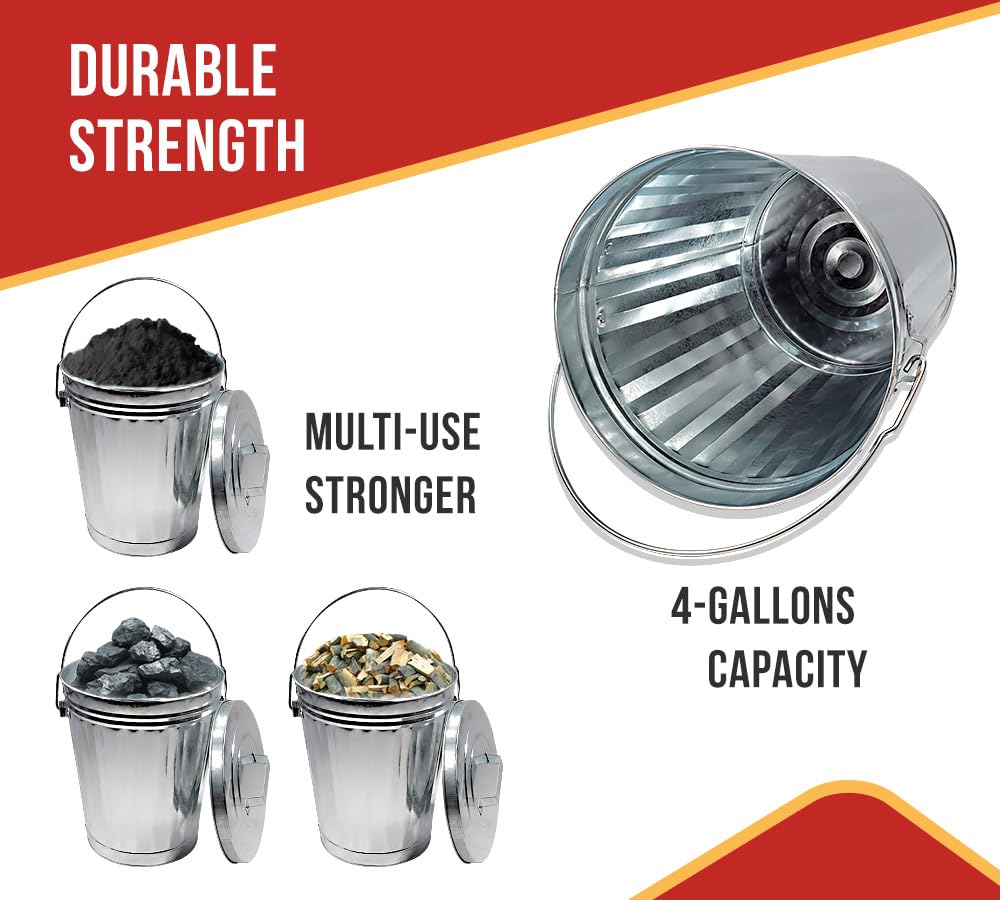 4 Gallon Galvanized Steel Trash Can with Lid O1213