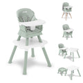 6-in-1 High Chair Converts to Stool Booster Seat Toddler Chair Activity Table and Desk and Chair Sage Green N8679