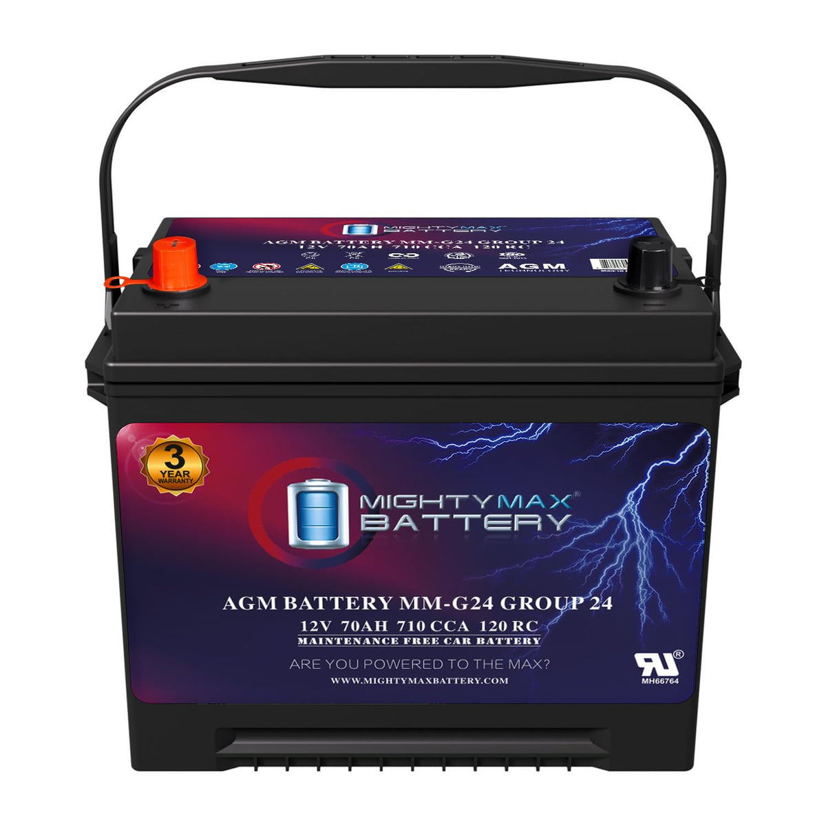 12V 70Ah 710 CCA Group Size 24 Replacement Battery W89244