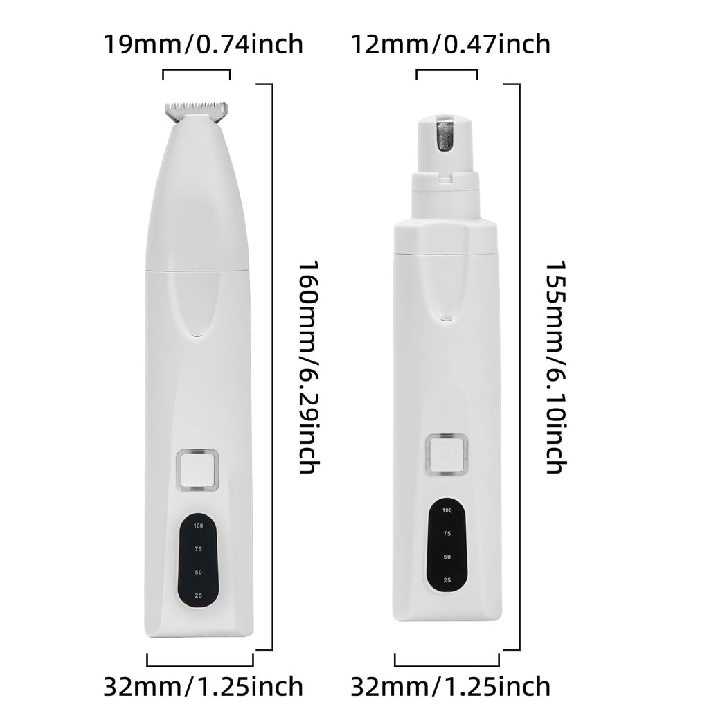 Quiet 2-in-1 Pet Hair Trimmer & Nail Grinder with LED Light C89489