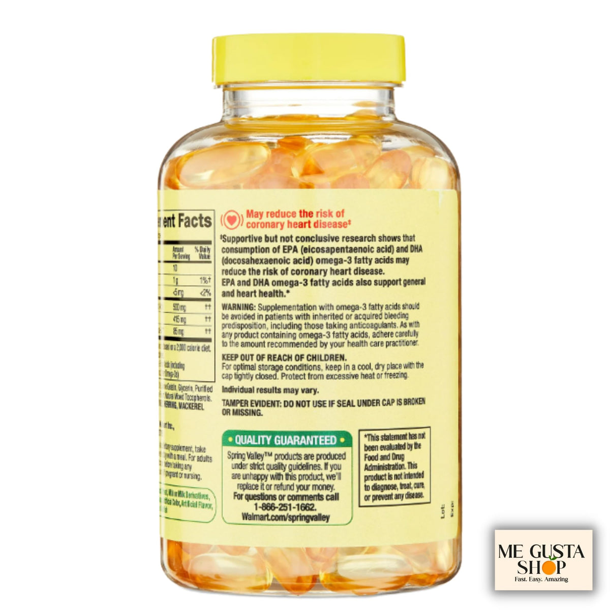 Omega 3 500mg 180 Softgels Fish Oil Dietary Supplements F9987