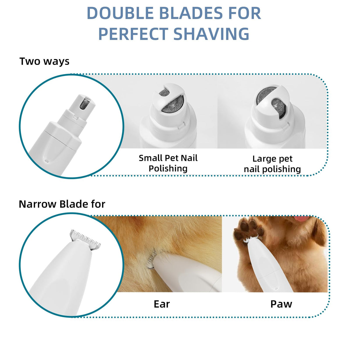 Quiet 2-in-1 Pet Hair Trimmer & Nail Grinder with LED Light C89489