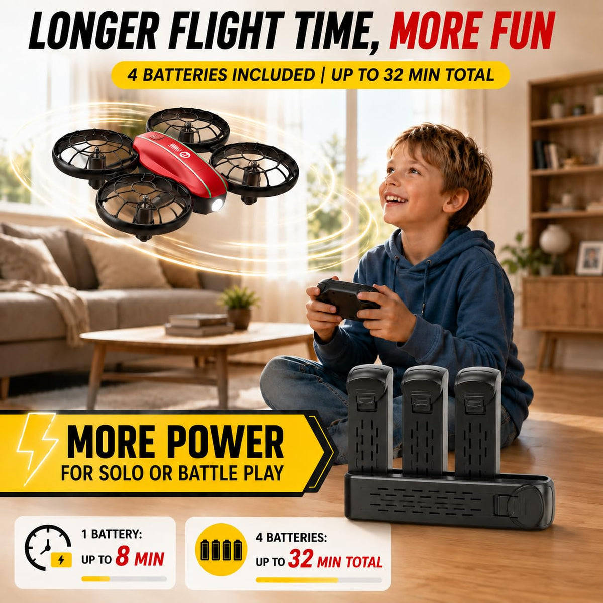 Mini Drone 2-Player Indoor RC Quadcopter Set with 4 Batteries T627