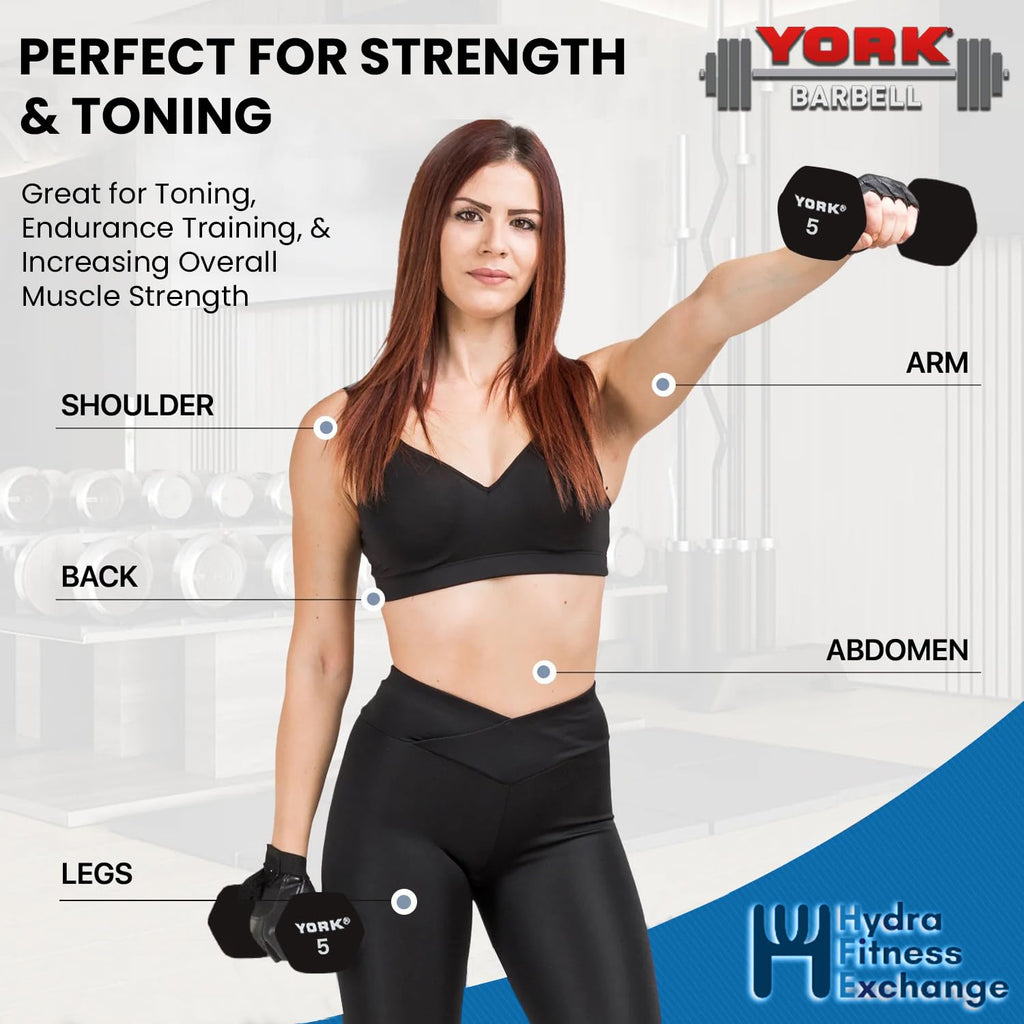 Neoprene Hexagon Dumbbells with Cast Ergo Handle, 10lb Pack of 4 U457