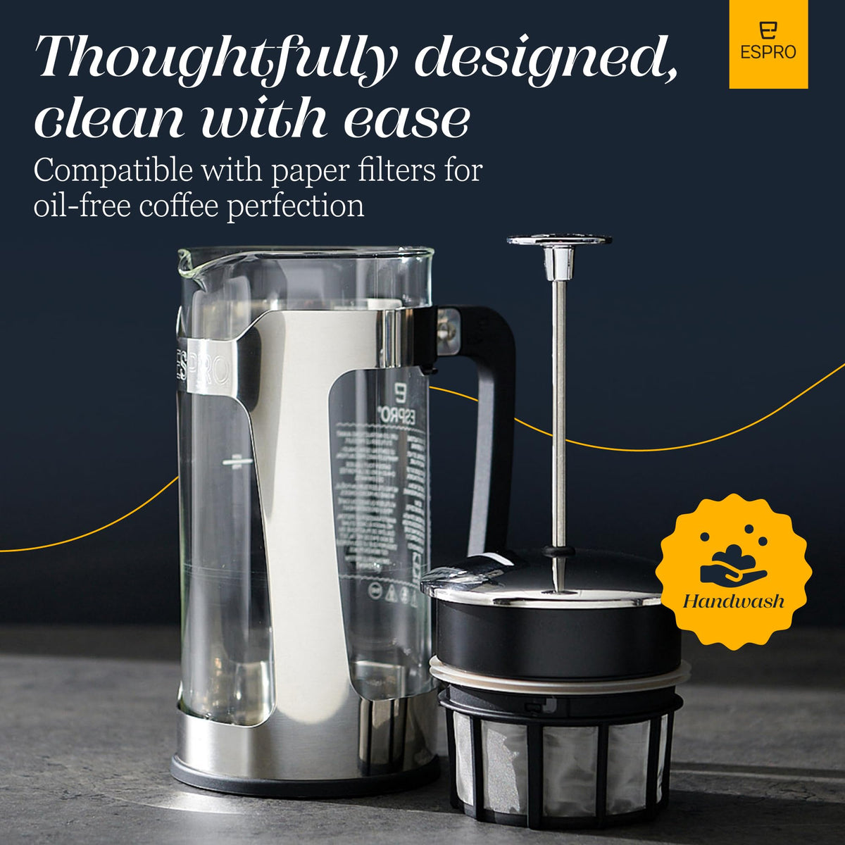 32oz Stainless Steel French Press Coffee Maker P54703