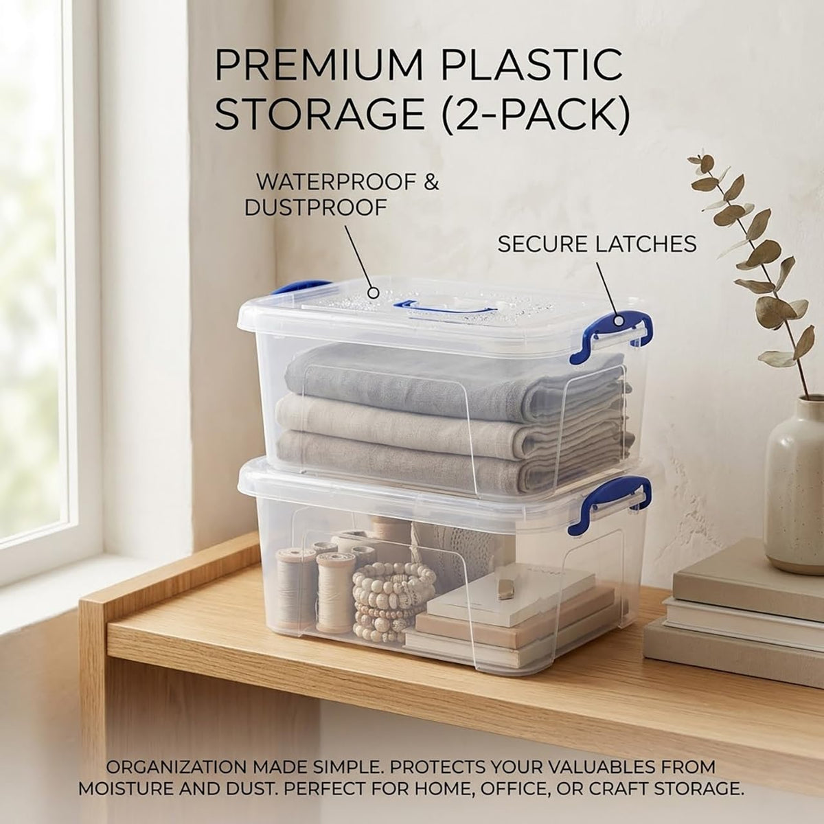 Clear 9 Quart Storage Bins with Lids 2 Pack K328143